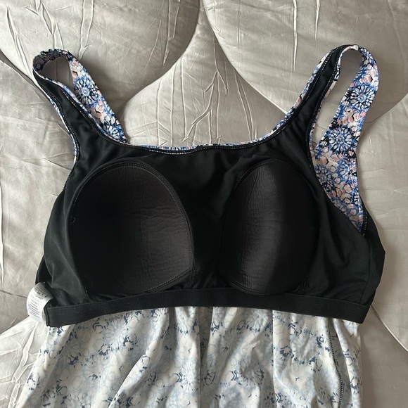 Swimsuits for All size 22 blouson style tankini top blue/pink geometric print - Picture 5 of 11